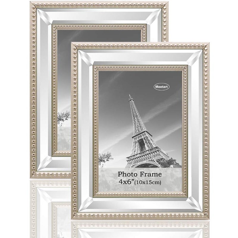 Meetart 4x6 2 Pack Mirror Photo Frames Sets for Wall Pictures Decor or Table Stand - Image 1